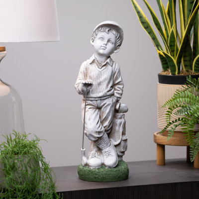 Statue de jardin d'extérieur avec golfeur et club - 17 po