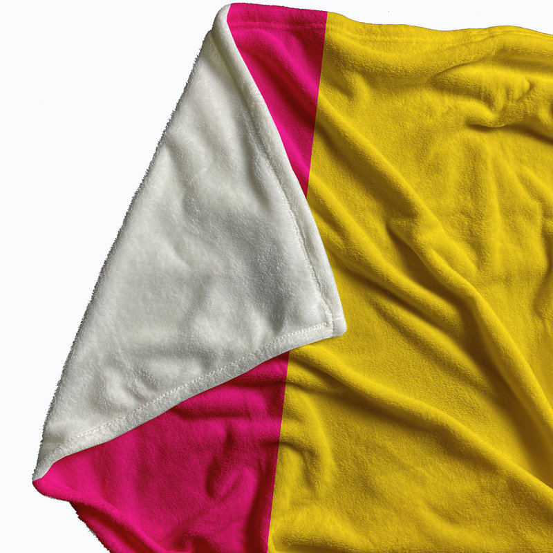 Plain Weave / Muslin Throw Blanket, Queen, Pink/Yellow/Blue