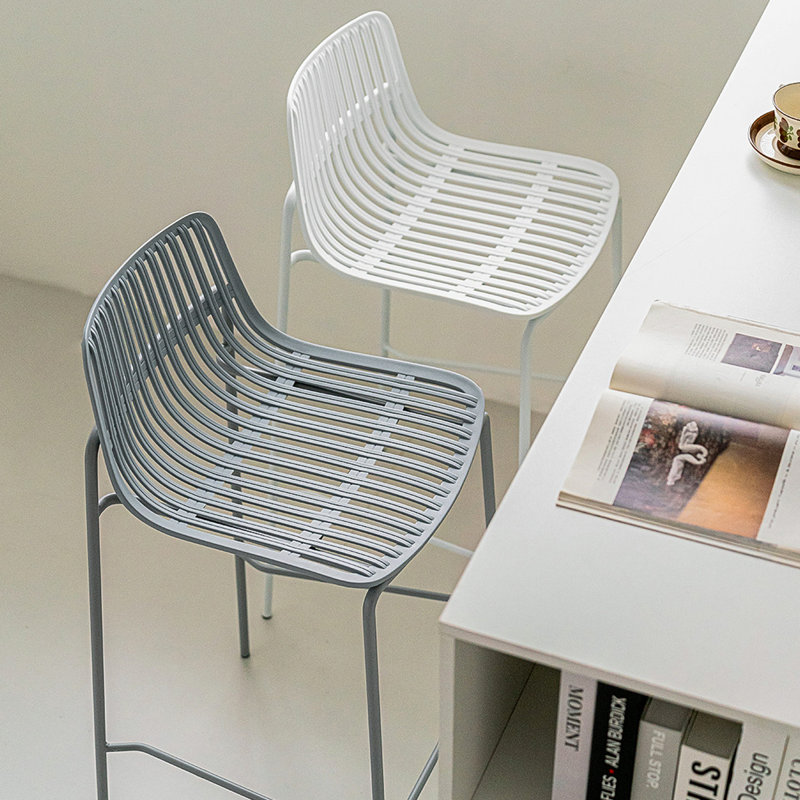 Chaise d'appoint à dossier bas gris (ensemble de 4), Grey, 4