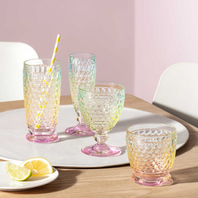 Villeroy & Boch Boston Pearl Long Drink Glass, Set of 4, 13.5 oz, Crystal Glass for Cocktails, Dishwasher-Safe
