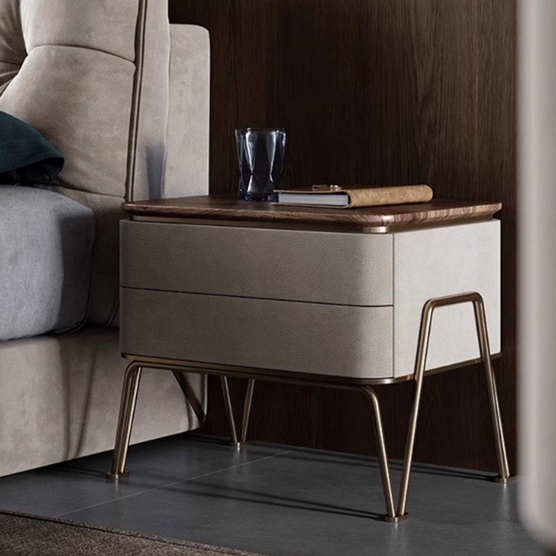 Table de chevet noire en noyer
