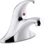 Kohler Coralais Single-Handle Centerset Bathroom Sink Faucet with Pop-Up Drain, 0.5 GPM Vandal-Resistant Aerator and Red/Blue Indicator