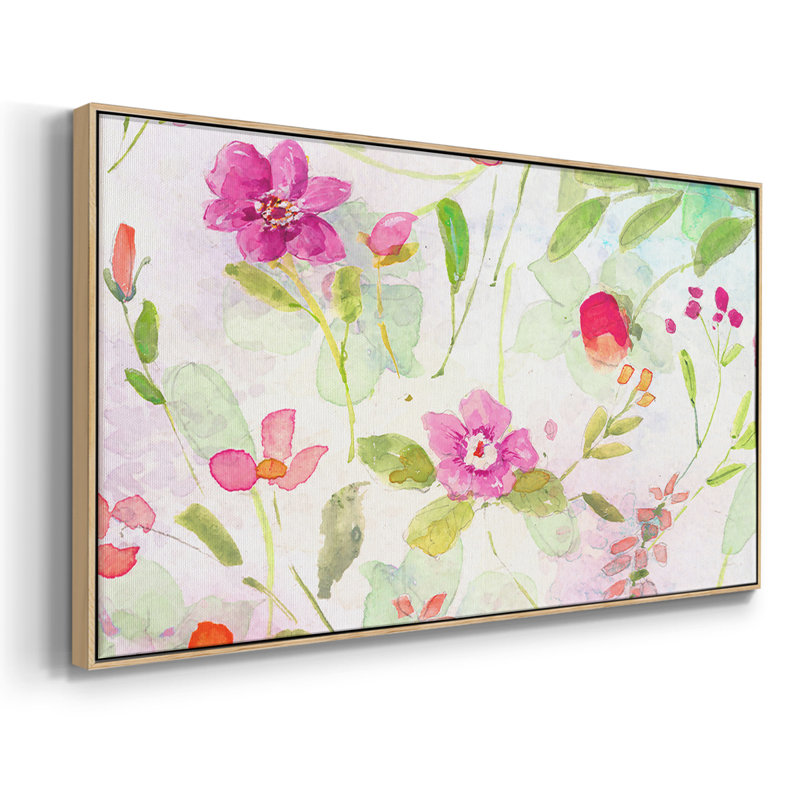 Jardin d'été - Toile tendue avec châssis, prête à accrocher, H 25 po x l 49 po, Naturel