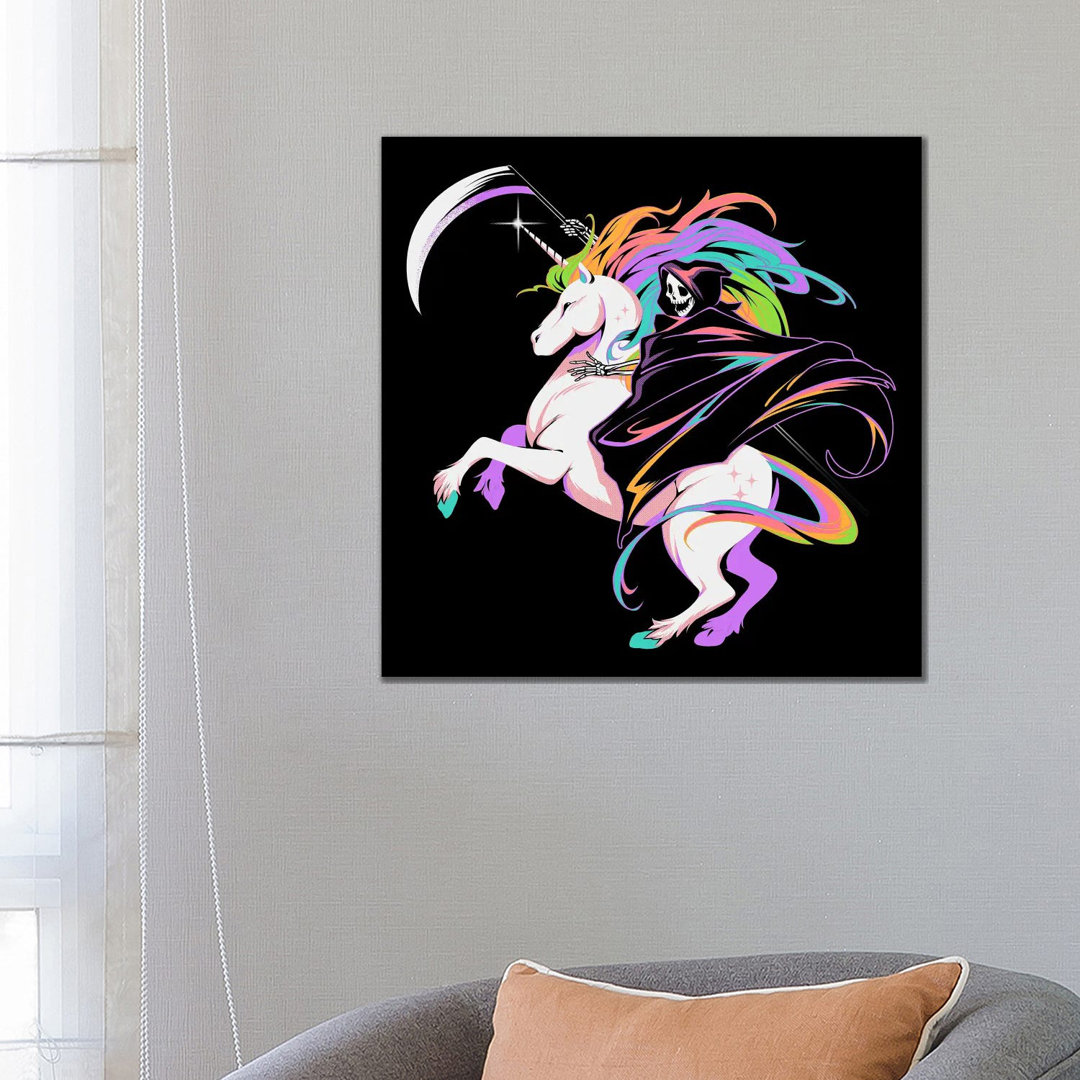 Death Unicorn von Tobias Fonseca - Galerie-verpackte Leinwand Giclée