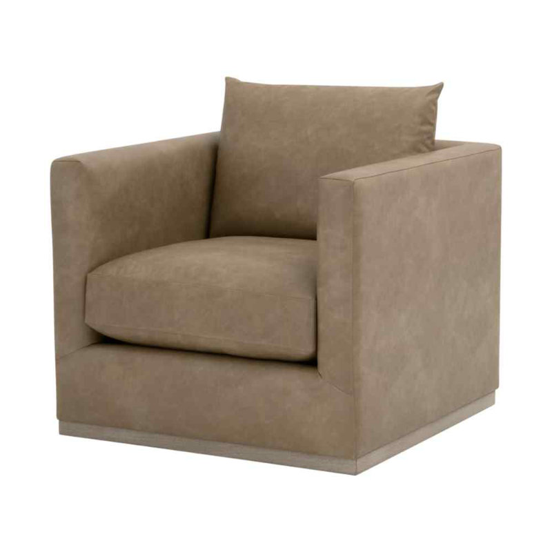 Fauteuil club pivotant en cuir Siena