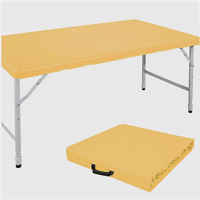 Table pliante portative jaune pâle de 4 pi avec poids maximum 135 kg pour l'intérieur et l'extérieur