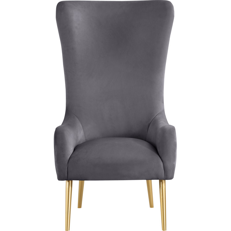 Alexander 27" Wide Velvet Wingback Chair, Gray Velvet