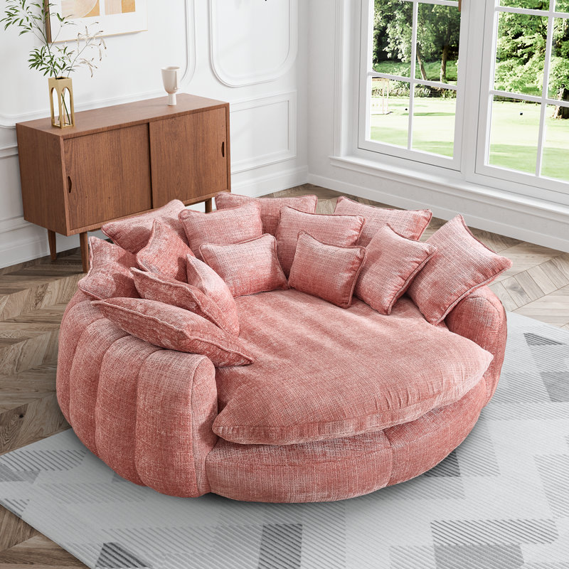 Oversized Round Bean Bag Sofa with Pillows - Large