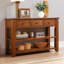 Console en bois de pin massif 48 po, table d'appoint moderne avec 3 tiroirs de rangement et 2 tablettes. Facile à assembler (brun)-963851799