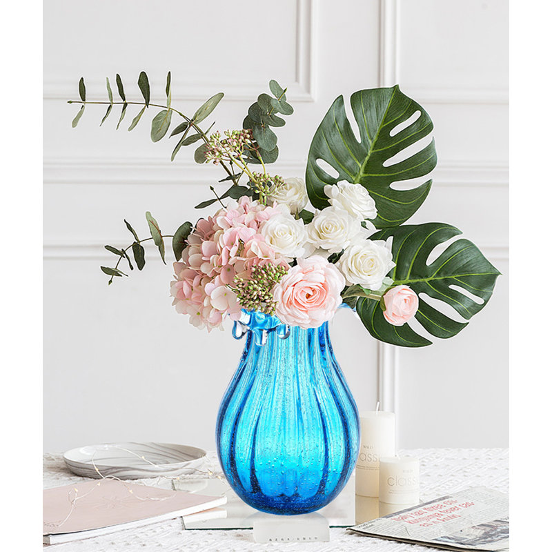Bubble Vase For Flowers, Modern Art Flower Vases Decorative, Light Blue