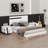 Modern High Gloss 3-Piece Bedroom Set Floating Bed Frame Platform Bed With LED Light & 2 Nightstands