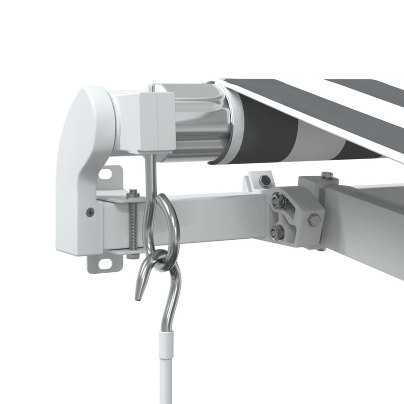 Longshore Tides Polyester Cover Retractable Patio Awning, White/Anthracite, Striped, 600 x 350cm