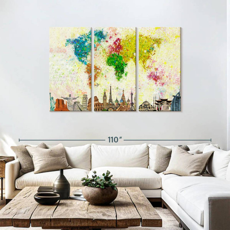 Carte du monde Aliaz Paint Splash, H 48 po x l 74 po