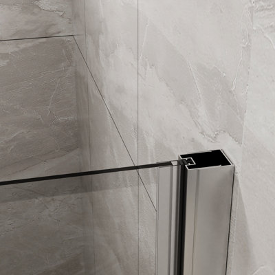 34"X 72" Shower Door In . 1/4" Tempered Glass Pivot Swing Panel. Foldable, Space Maximizing. Zinc Alloy Components To Rust & Corrosion. Prevents Water Leakage. 180° Pivot. Customizable Setup Door.