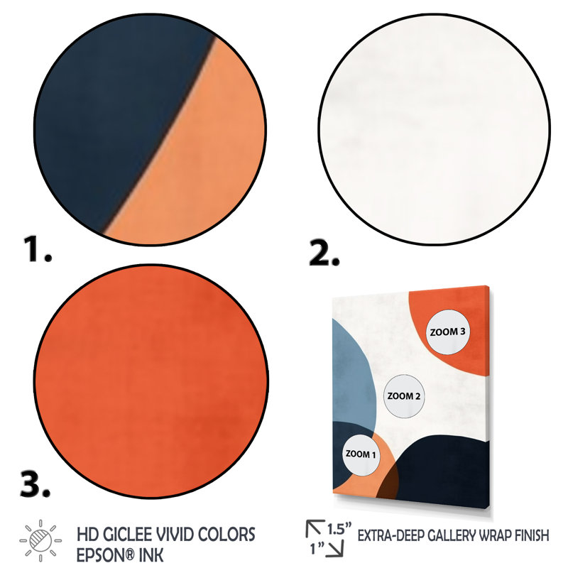 Blue And Orange Minimal Boho Pattern 2, Gold Single Picture Framed, 40" H x 30" W x 1.5" D