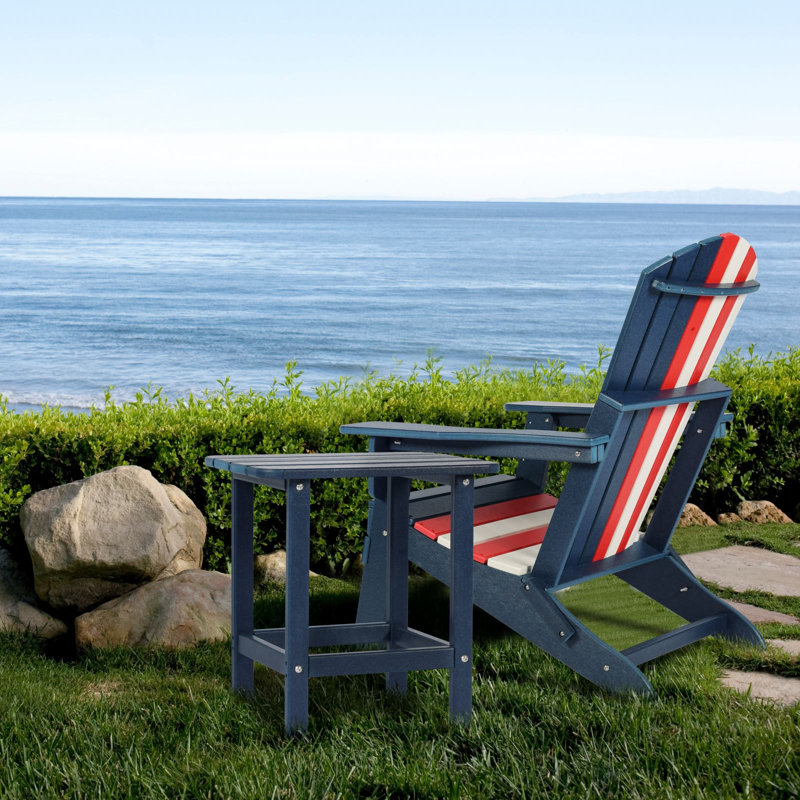 Rectangular Outdoor Side Table - 46 cm W 35.5 cm D, Blue