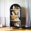 Bibliothèque arquée de 66,70 pouces de hauteur avec rangement, armoire moderne de style Mid-Century à 3 niveaux, tablettes ouvertes pour le bureau et le salon