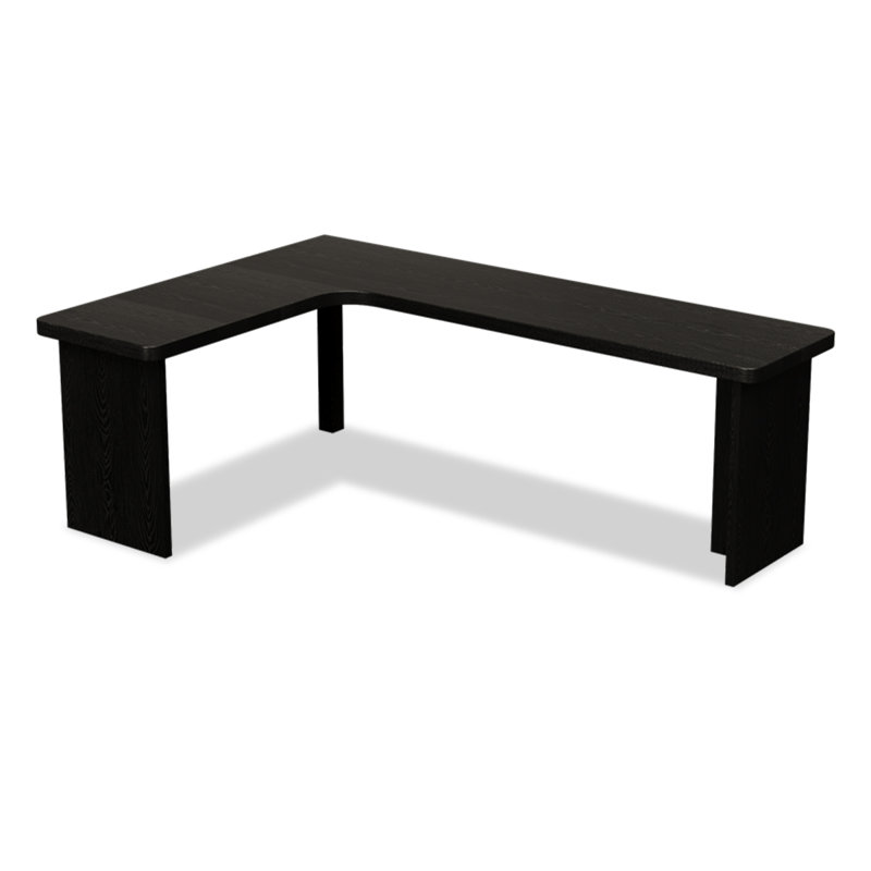 Bureau moderne en bois massif noir en forme de L, H 29,53 po x l 78,74 po x P 55,12 po