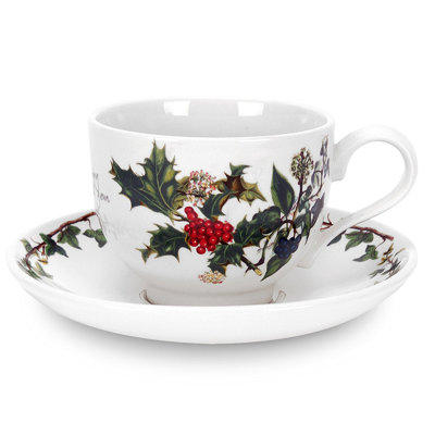 Holly & Ivy 7 Oz. Teacup & Saucers, Set of 6