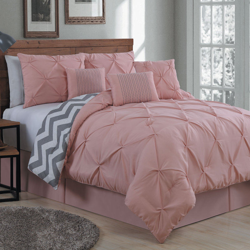 Polyester Comforter, Queen Comforter + 6 Additional Pieces, Blush