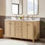 Argens Meuble-lavabo autoportant à simple cuve en chêne blanc avec plateau en quartz de Carrare