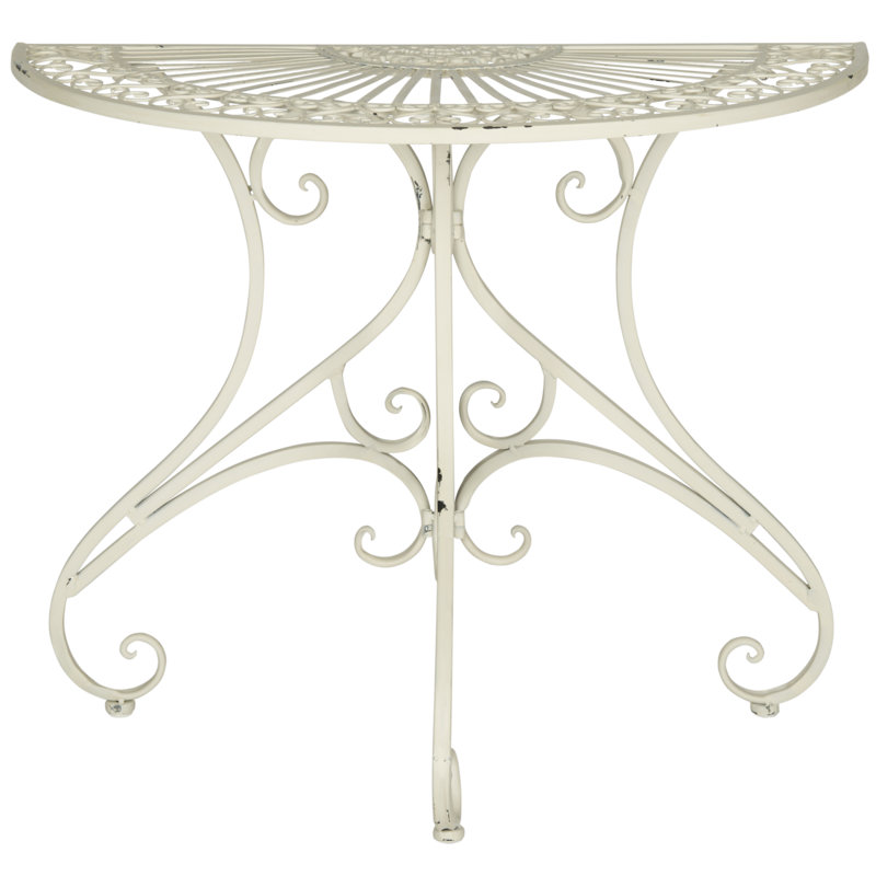 Newton St Loe Iron Top End Table, Antique White