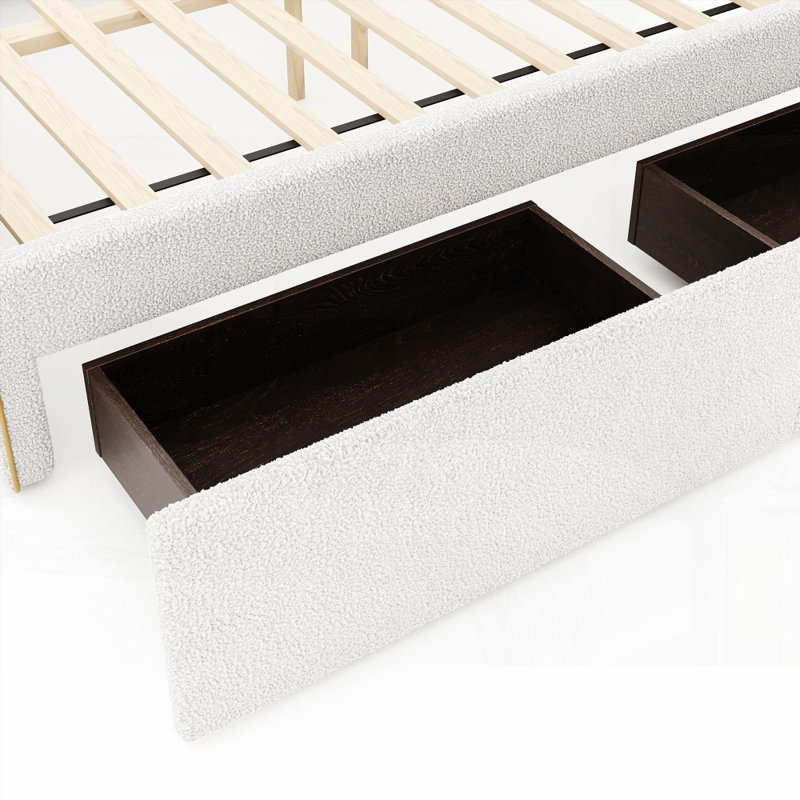 Lit plateforme double tapissier pleine grandeur avec 4 tiroirs et bordure dorée - robuste et amp; Spacieux (L 78,9 po x l 60,6 po x H 39,5 po)