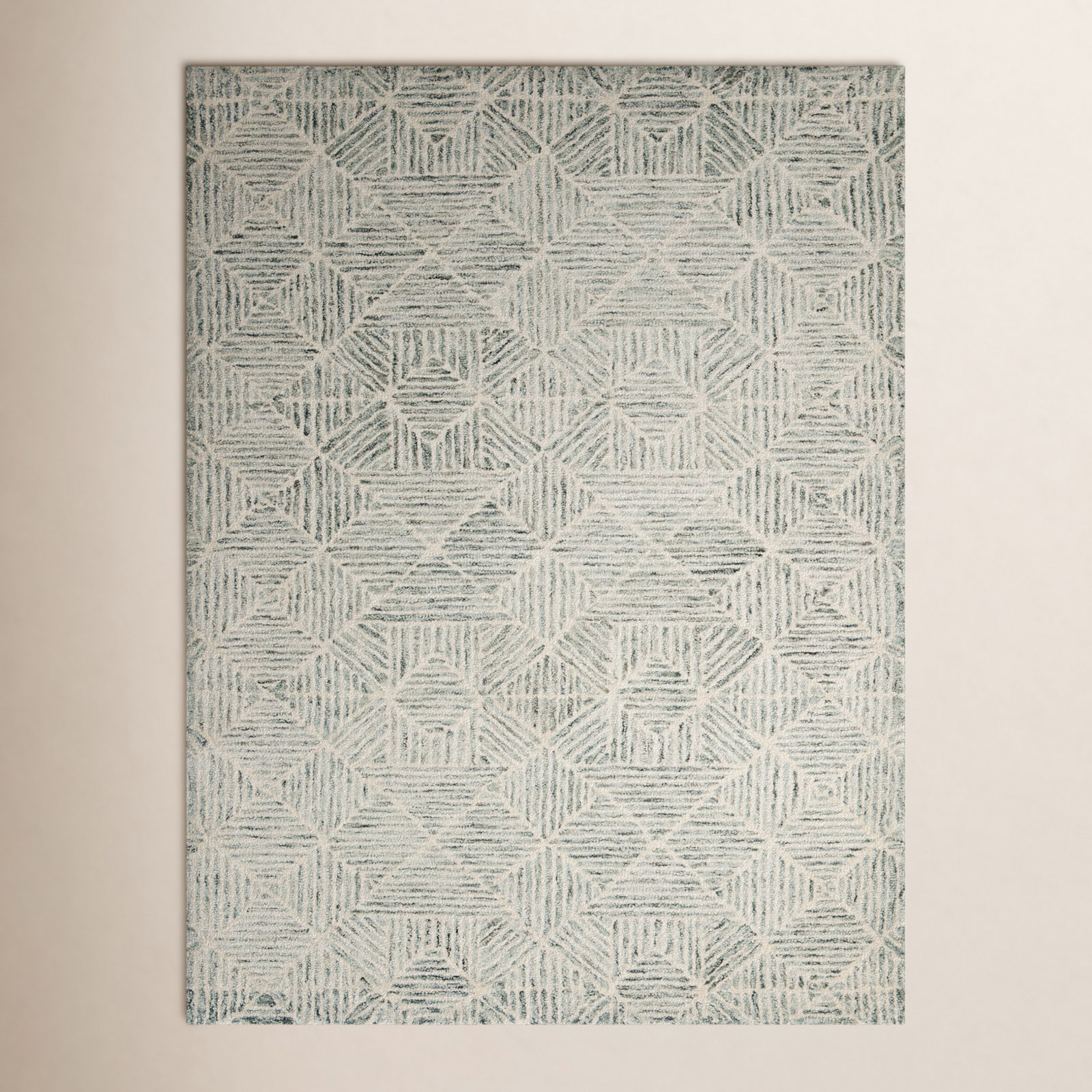 Linsly Handmade Light Green/Ivory Rug, Rectangle 2'3" x 4'