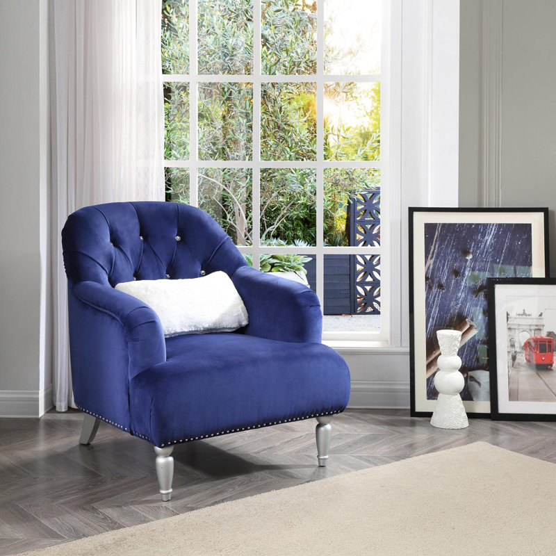 Ernst Tufted Armchair, Blue Velvet