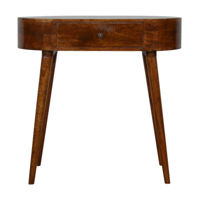 Console ovale en bois massif de châtaignier de 81 cm (32 po) avec tiroir