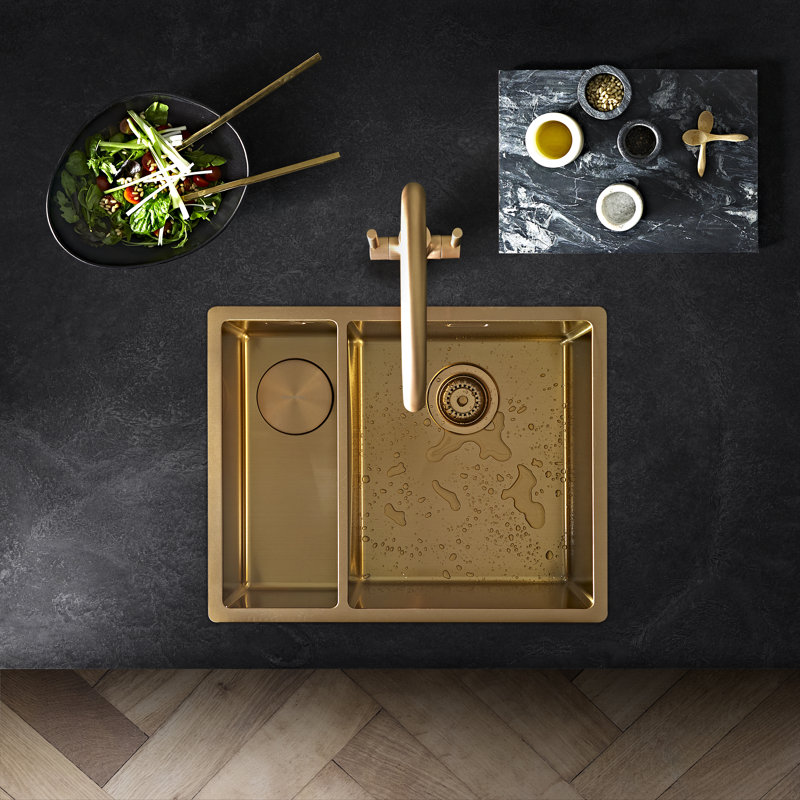 1.5 Bowl Undermount/Inset Kitchen Sink, Gold