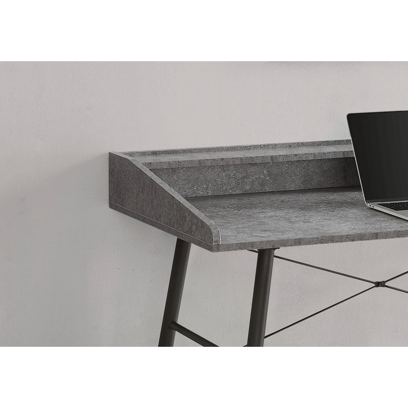 Bureau d'ordinateur, bureau personnel, ordinateur portable, tablettes de rangement, L 48 po, travail, métal stratifié gris, contemporain, moderne