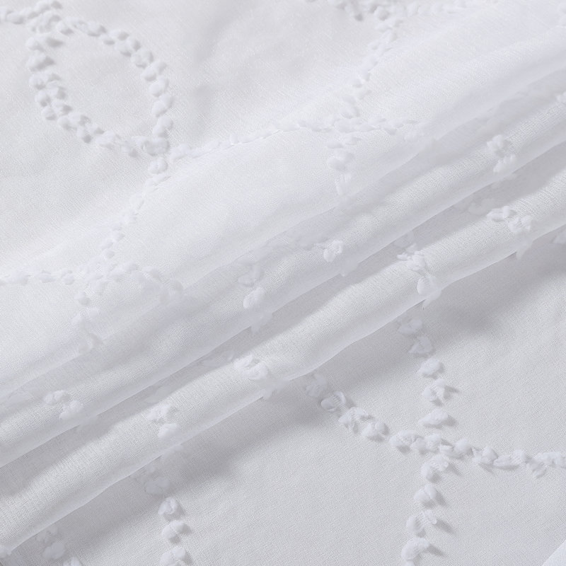 Juvenile Geometric Sheer Rod Pocket Curtain Panels, White