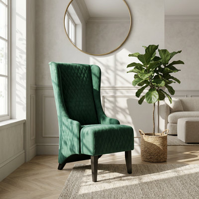 Fauteuil à oreilles en velours avec dossier haut et pieds en bois, sièges rembourrés modernes pour le salon et la chambre à coucher