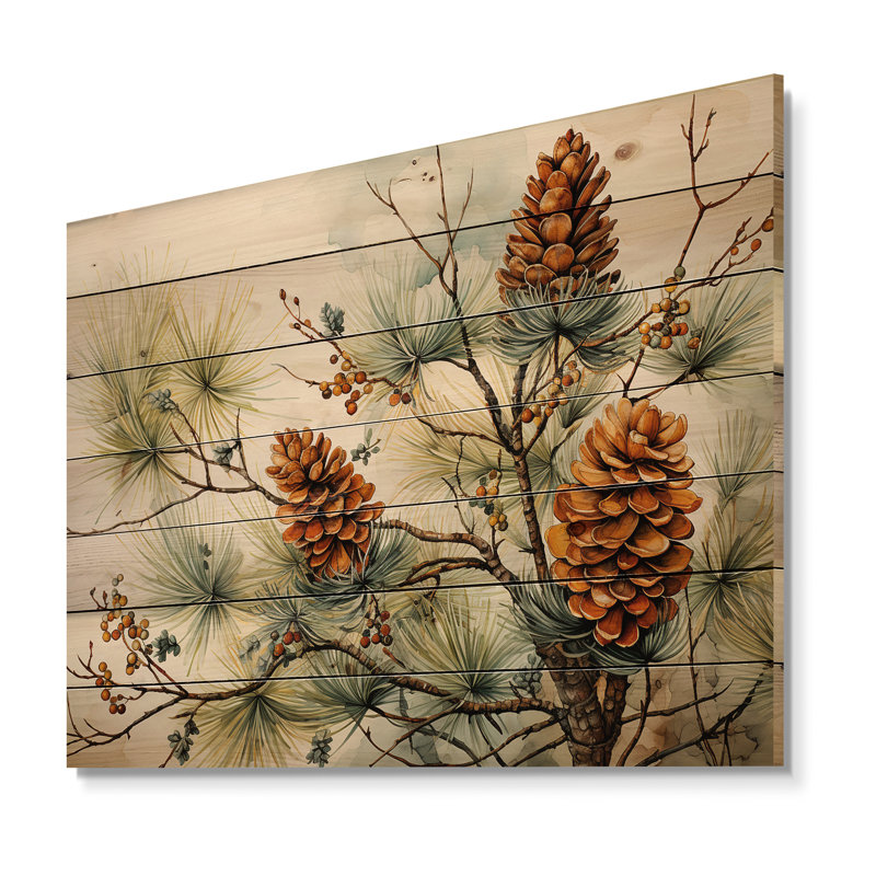 Impression de pin sur bois naturel, H 24 po x l 32 po x P 0,78 po