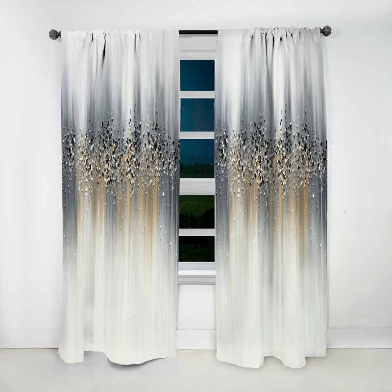 Rideau en velours abstrait Gentle Grey Serenity - 1 panneau, L 52 po x L 108 po