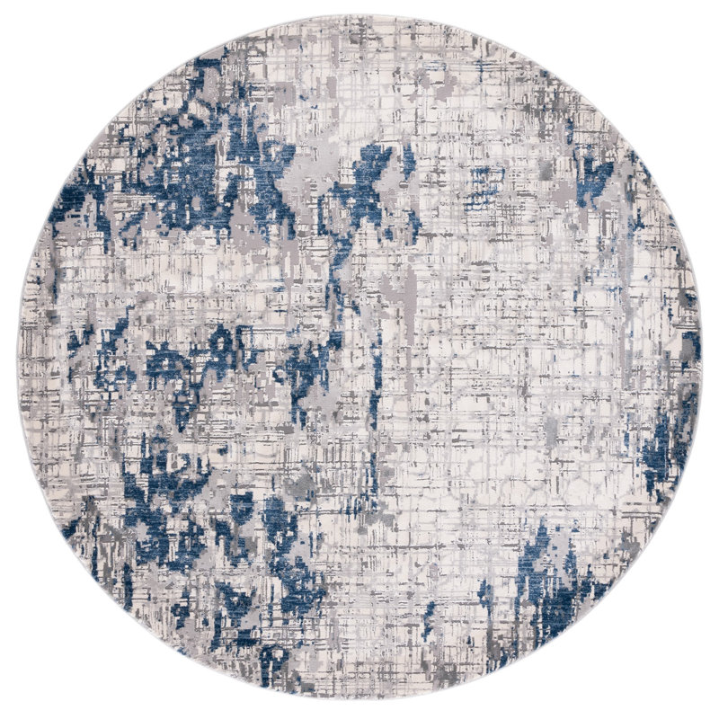 Eliene 100 Performance Abstract Rug, Round 6'7"