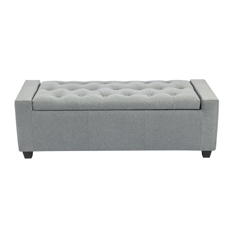 Addelina Fabric Upholstered Storage Bench, Dark Grey