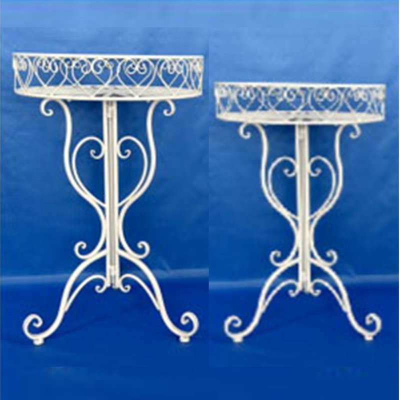 Medellin 1972 Wrought Iron Plant Stand 1 Tier Set of 2, White