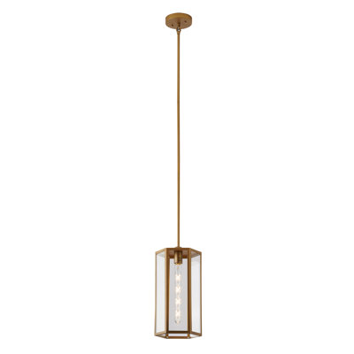 Luminaire suspendu en laiton 1 lumière avec abat-jour en verre transparent
