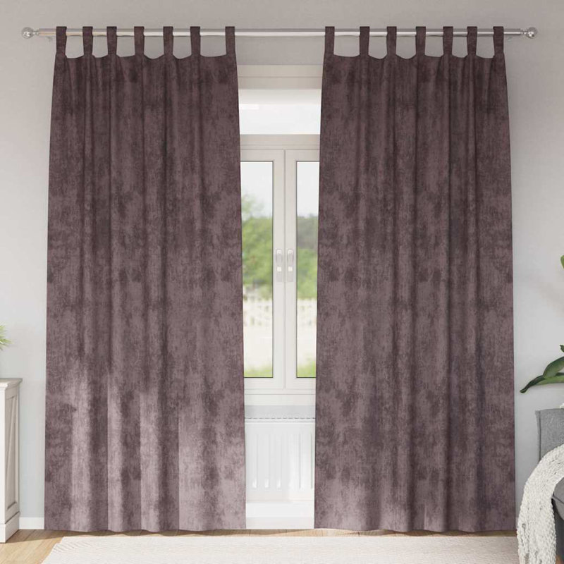Alithia Velvet Room Darkening Curtain Pair, Brown, 140cm Width x 245cm Drop