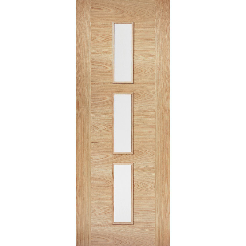 Sofia Glazed Prefinished Oak Internal Door, 198.1cm H x 68.6cm W x 3.5cm D