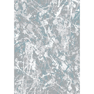 Gris Touffeté/turquoise/Tapis décoratif argent