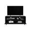 Meuble télé moderne avec 2 portes et tablettes de rangement ouvertes, meuble télé noir