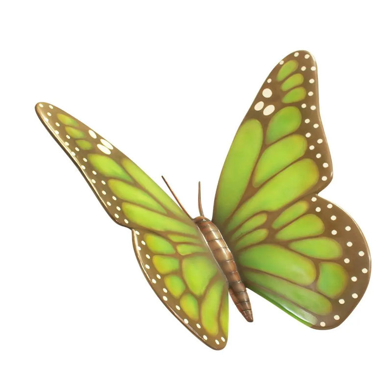 Statue insecte papillon surdimensionné, Brun / blanc / vert / jaune