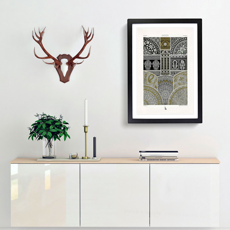Indian Pattern by Albert Racinet - Framed Print, Black, 60cm H x 40cm W x 2cm D