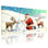«Christmas Santa Builds Snowman With Reindeer Friends», ensemble de 3 impressions murales sur toile