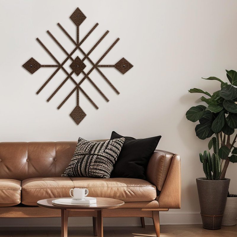 Décoration murale en métal, H 24 po x l 24 po x P 0,05 po, Bronze