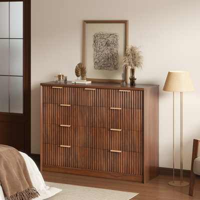 Commode de chambre à coucher 9 tiroirs Lyra, commode haute 9 tiroirs pour chambre à coucher, H 36,6 po x l 47,3 po x P 15 po, noyer