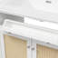Meuble-lavabo de 60 po avec lavabo double, grand espace de rangement avec 2 plateaux rabattables / 4 tiroirs rabattables et 4 portes à fermeture douce, pieds en bois massif et métal argenté, blanc-687525674